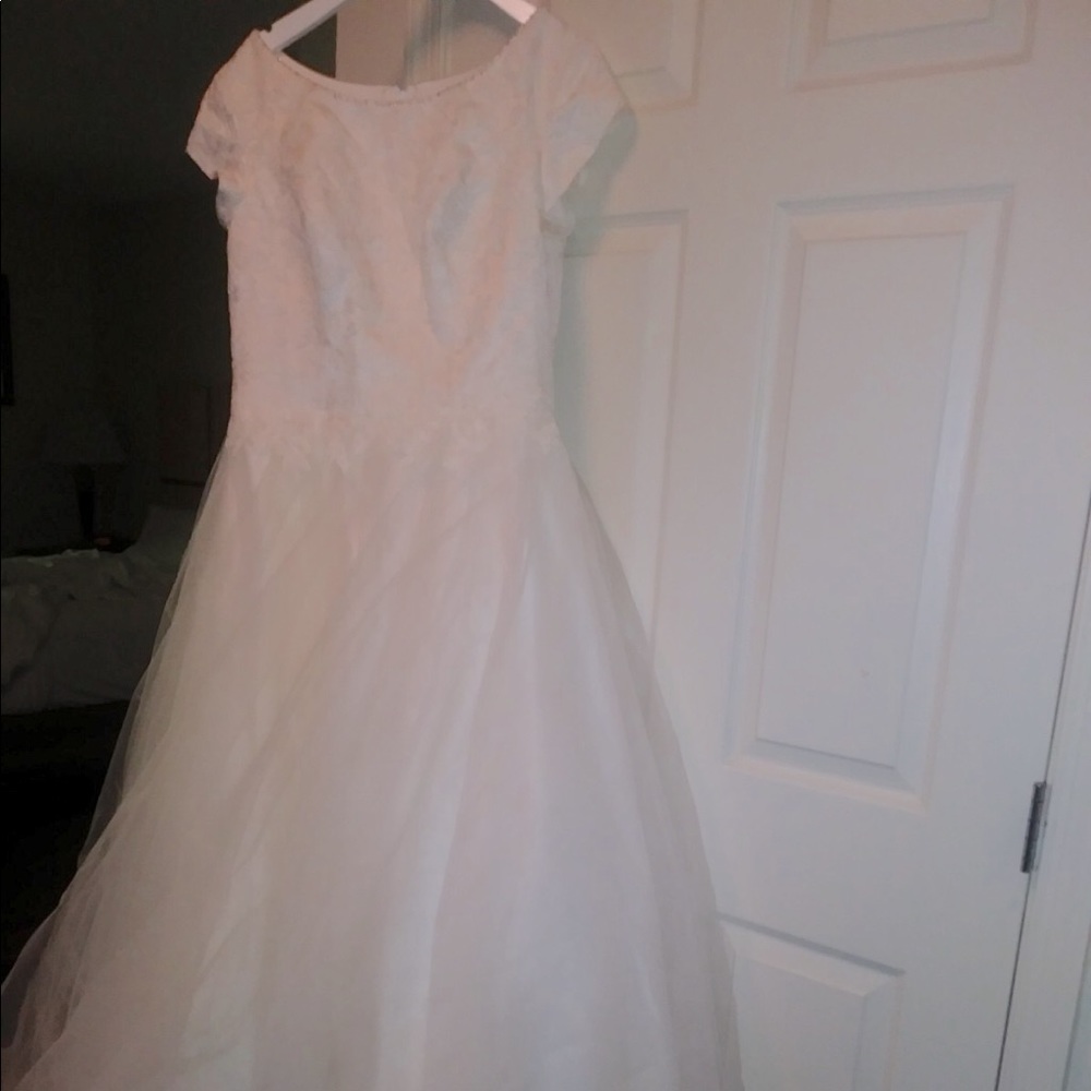 Button up bugle bead tulle wedding dress - Picture 3 of 7